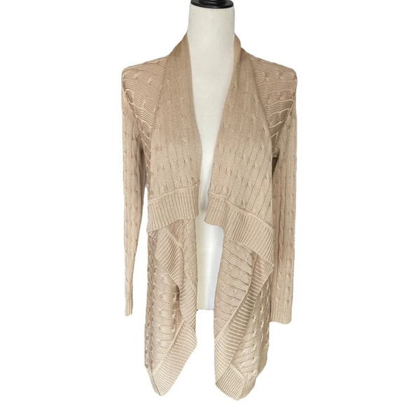 Ralph Lauren Black Label Cable Knit Open Front Cardigan Sweater - Picture 3 of 10
